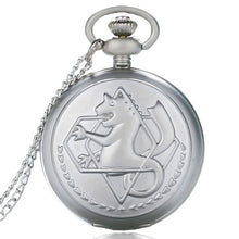 Load image into Gallery viewer, 2019 Silver/Bronze Tone Fullmetal Alchemist Pocket Watch Cosplay Edward Elric Anime Design Boys Pendant Necklace Chain Best Gift