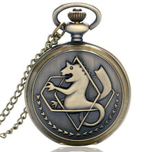 Load image into Gallery viewer, 2019 Silver/Bronze Tone Fullmetal Alchemist Pocket Watch Cosplay Edward Elric Anime Design Boys Pendant Necklace Chain Best Gift
