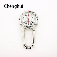 Load image into Gallery viewer, Outdoor Mini Round Dial Arabic Numbers Quartz Analog Clip Carabiner Hook Watch pocket watch Strong luminous